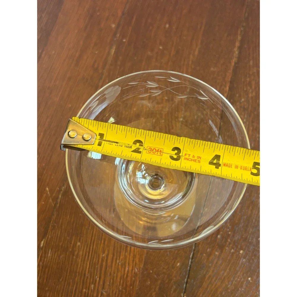 Princess House Heritage Etched Floral Margarita Glass Crystal Stemware‎ 7 inch